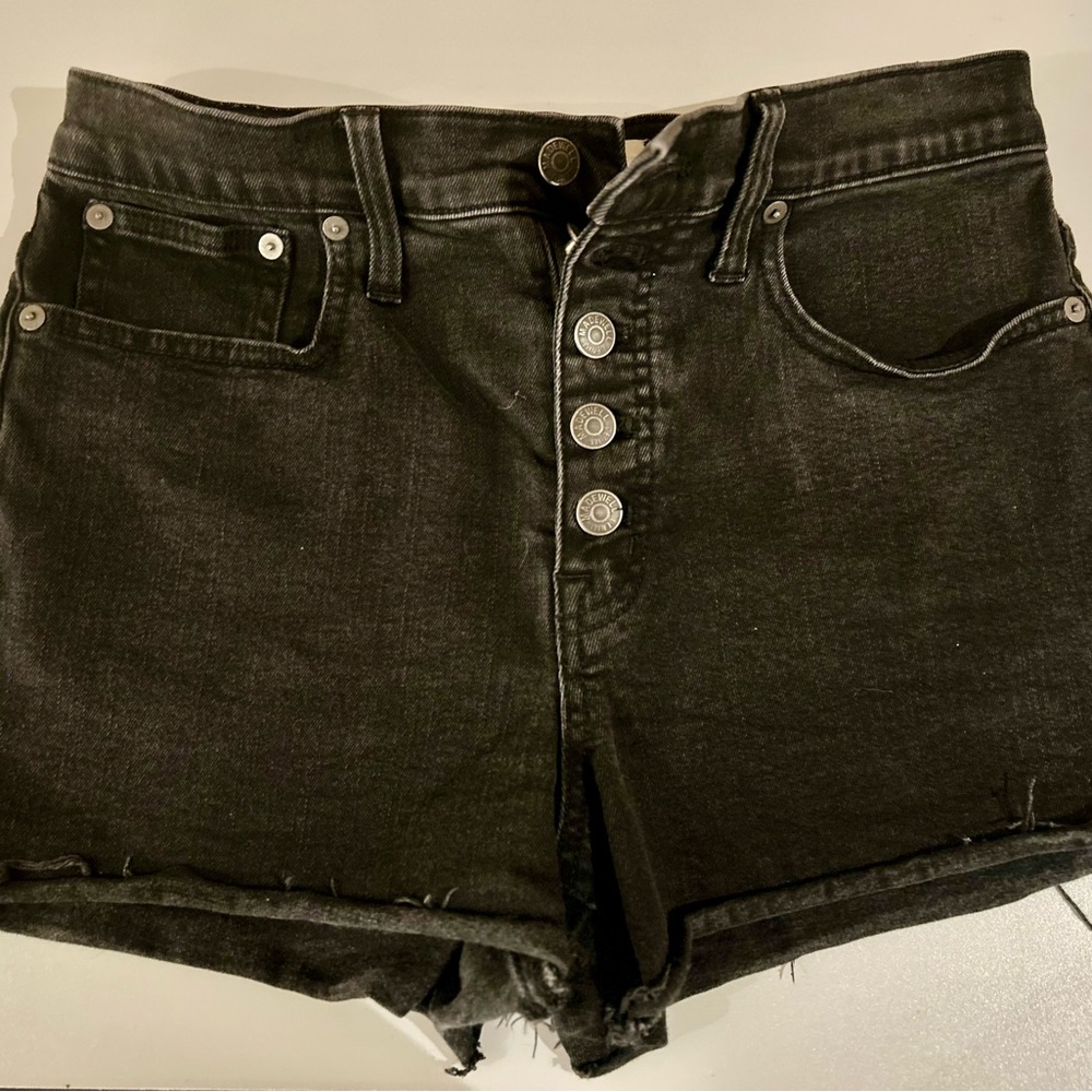 Madewell Black Jean Shorts High-Waisted Cut-Off